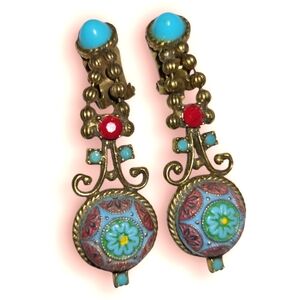 DeLizza & Elster JULIANA Vintage Moroccan Matrix Clip On Dangle Earrings Costume
